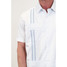 The San Cristobal Men's Positano Classic Guayabera Shirt in the White and Blue Mini Check pattern with Blue Stitching