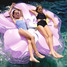 Sunny Life Hibiscus Luxe Lie-On Float in Hibiscus Pastel Lilac colorway