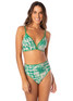 Maaji Women's Enchanting Parade Long Line Reversible Triangle Bikini Top in Emerald colorway