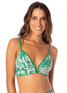 Maaji Women's Enchanting Parade Long Line Reversible Triangle Bikini Top in Emerald colorway