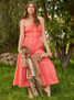 Bella Dahl Women's Gathered Halter Midi Dress in Hibiscus Bloom