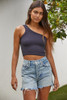 By Together Women's One Shoulder Seamless Rib Top in Black colorway By Together Women's One Shoulder Seamless Rib Top in Black colorway