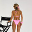 Kulani Kinis Women's Minimal Full Coverage Bikini Bottoms in the colorway Taffy Pink Ribbed