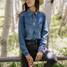 Sendero Provisions Co. Women's Yoakam Pearl Snap Top in Faded Worn Wash, on model