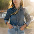 Sendero Provisions Co. Women's Yoakam Pearl Snap Top in Faded Worn Wash, styled fit