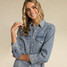 Sendero Provisions Co. Women's Annie Pearl Snap Shirt Dress in Classic Denim side detail