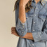 Sendero Provisions Co. Women's Annie Pearl Snap Shirt Dress in Classic Denim colorway