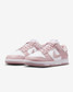 The Nike Women's Dunk Low Retro Shoes in White and Particle Rose