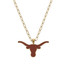 Canvas Style Texas Longhorns Enamel Pendant Necklace in Burnt Orange/Gold on model