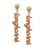 Canvas Style Texas Longhorns Enamel Script Earrings in Burnt Orange/Gold