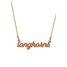 Canvas Style Texas Longhorns Enamel Script Necklace in Burnt Orange/Gold