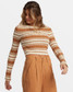 Billabong Women's Clare Stripe Sweater in Sandalwood