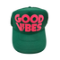 Local Beach Good Vibes Trucker Hat in Kelly Green/Pink