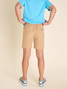 The Chubbies Boys' The All About Almonds Performance Shorts in the Medium Khaki colorway