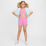 Nike Girls' One Big Kids' Dri-FIT High-Waisted Woven Training Shorts in Magic Flamingo Colorway