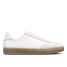 The Clae Men's Deane Leather Sneakers in White Silver and Mink Clear
