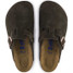 Birkenstock Women's Boston Soft Footbed Clogs Mocha Brown Suede sole view
