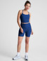 Beyond Yoga Women's Spacedye Slim Racerback Cropped Tank Marine Blue Heather front view