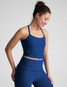 Beyond Yoga Women's Spacedye Slim Racerback Cropped Tank Marine Blue Heather back view