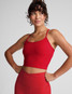 Beyond Yoga Women's Spacedye Slim Racerback Cropped Tank Chili Red Heather front view