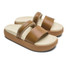The Olukai Women's Pae Leather Slide Sandals in Tan/White Sand