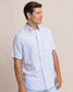 Southern Tide Men's Coral Life Short Sleeve Sport Shirt Cerulean Blue front