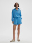 Varley Women's Ollie High-Rise Shorts in Azure Blue, front view