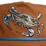 Duck Camp Blue Crab Snapback Hat in Brown, embroidery detail