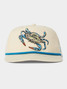 Duck Camp Blue Crab Snapback Hat in Ivory White, flat lay