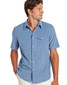 The Criquet Men's Corduroy Pearl Snap Short Sleeve Shirt in Harbor Blue