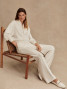 Varley Women's Wide Leg Pants in Ivory Marl back view
