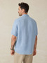 Faherty Men's Palma Linen Short Sleeve Shirt Horizon Blue front view