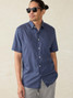 Faherty Men's Movement Monterey Short Sleeve Shirt Navy back view