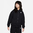 Nike Girls' Sportswear Club Fleece Oversized Full Zip Hoodie in Black lifestyle view
