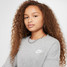 Nike Girls' Sportswear Club Fleece Boxy Crew Neck Pullover in Dark Grey Heather back view