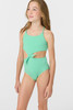 O'Neill Girls' Dawnbreak Rib One Piece Swimsuit in Jade Cream