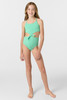 O'Neill Girls' Dawnbreak Rib One Piece Swimsuit in Jade Cream