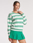 Thrive Societe Striped V-Neck Pullover in Fern side view
