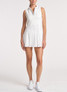 Thrive Societe Women's Varsity Collar Pleated Tennis Dress in White front view