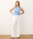 Marine Layer Women's Lexi Rib Sun-In High Neck Stripe Tank in Tide White Stripe