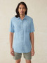 The Faherty Men's Short-Sleeved Tried and True Chambray Shirt in Vintage Indigo The Faherty Men's Short-Sleeved Tried and True Chambray Shirt in Vintage Indigo