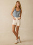 Faherty Women's Stretch Patch Pocket Shorts in Egret back view