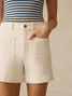 Faherty Women's Stretch Patch Pocket Shorts in Egret close-up