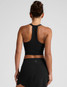 Beyond Yoga Women's Spacedye On The Up Cropped Tank in Darkest Night detail view