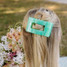 Teleties Medium Flat Rectangle Hair Clip in Spring Splash Green