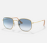 Ray-Ban Hexagonal Sunglasses in Arista Gold/Light Blue Gradient