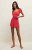 Z Supply Women's Dawn Smocked Shorts Crimson Crush full view