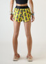 ChicknLegs Women's Pineapple Express 1.5" Split Running Shorts front view