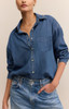 Z Supply Women's Atwood Lightweight Denim Button Up Shirt in Medium Indigo