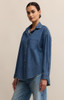 Z Supply Women's Atwood Lightweight Denim Button Up Shirt in Medium Indigo